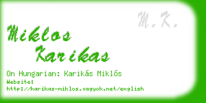 miklos karikas business card